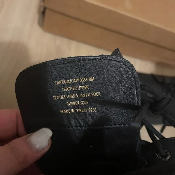 Steve Madden Black Combat Boots with zipper/lace-up with rhinestones. - Picture 6 of 15